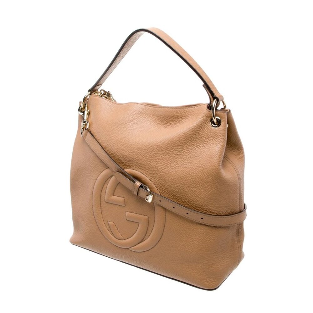 Authentic Gucci • Interlocking GG Soho Convertible Hobo Neutral Tassel 2-Way Bag - Picture 3 of 6